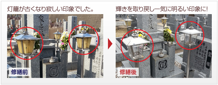 ローソク立が古くなり寂しい印象